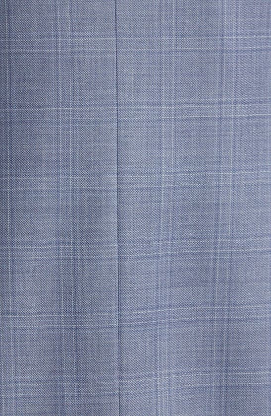 Shop Emporio Armani G-line Plaid Virgin Wool Suit In Solid Medium Blue