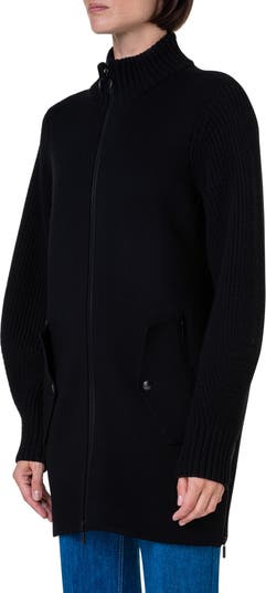 Wool Jersey Mixed Media Jacket - Black