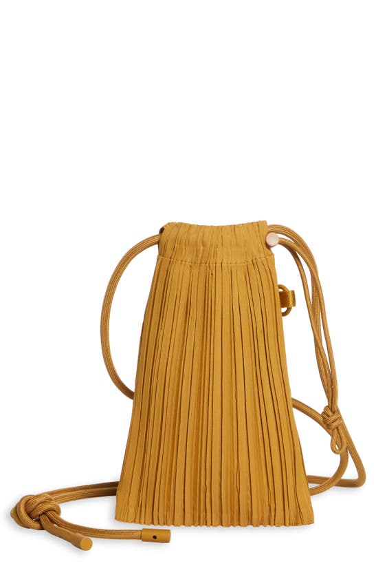 Issey Miyake Mini Pleated Pouch Crossbody Bag In Yellow