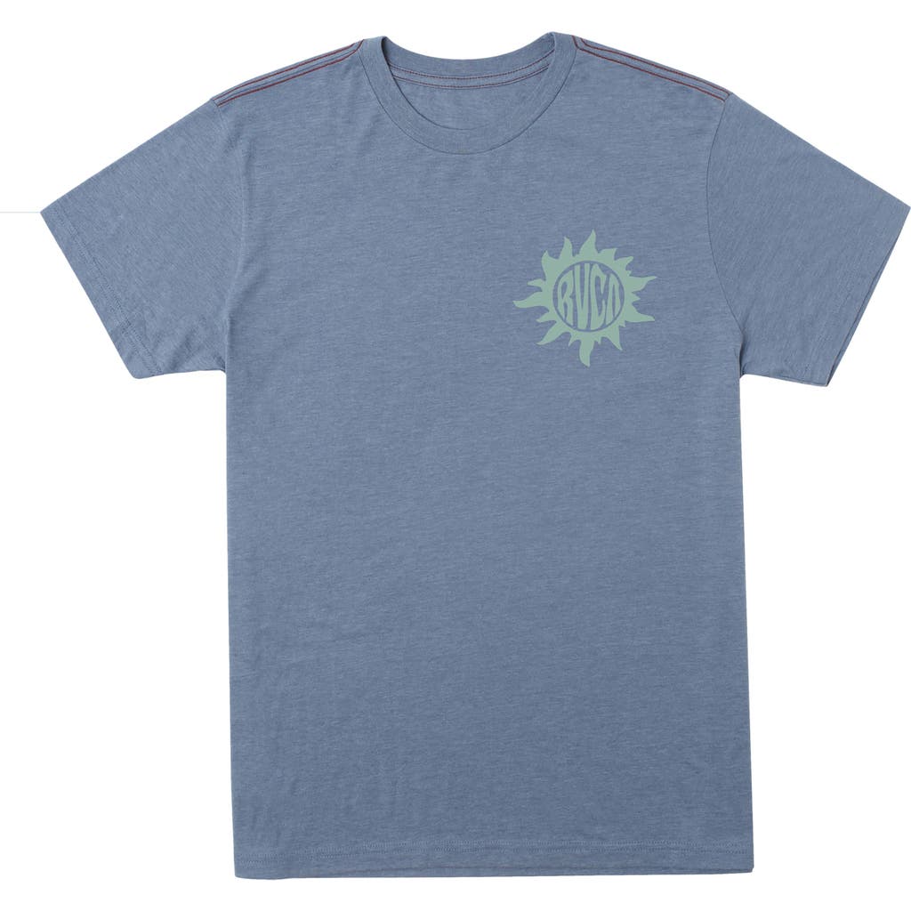Rvca Kids' Sun Stamp Graphic T-shirt In Industrial Blue
