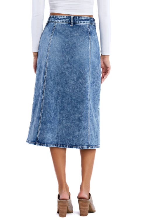 Wash Lab Denim Road Trip Denim Midi Skirt In Mix Blue
