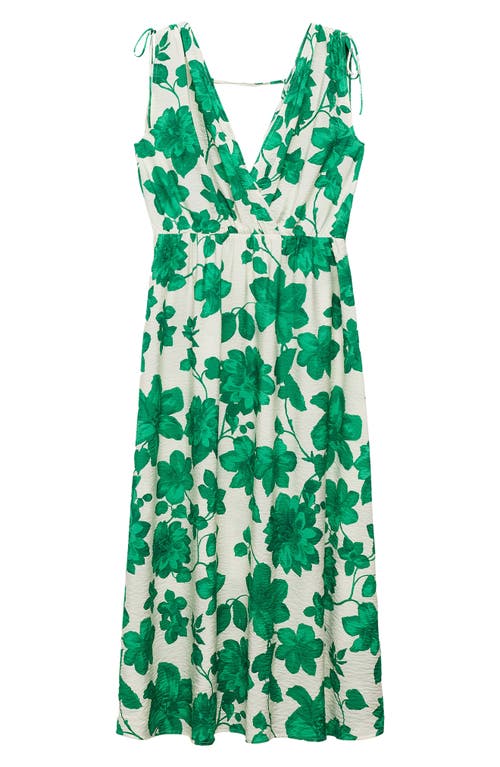 Shop Mango Floral Sleeveless Maxi Dress In Green