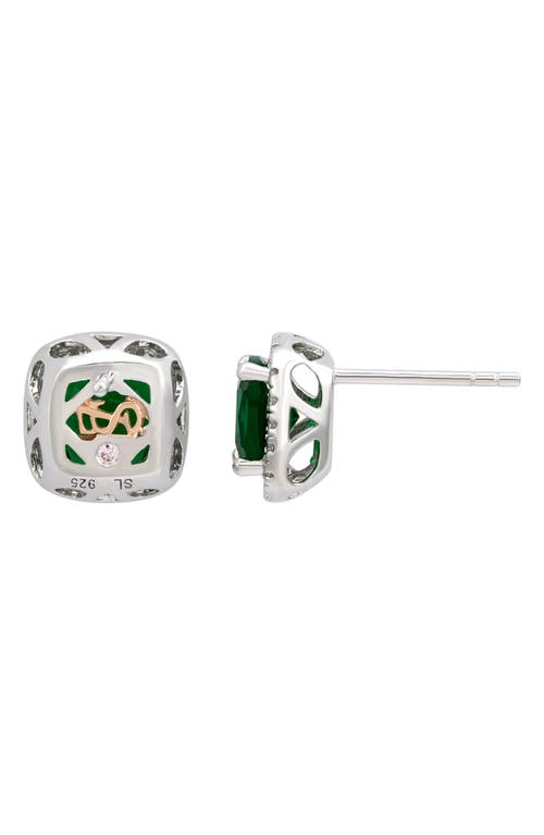 Suzy Levian Cubic Zirconia Halo Stud Earrings In Green