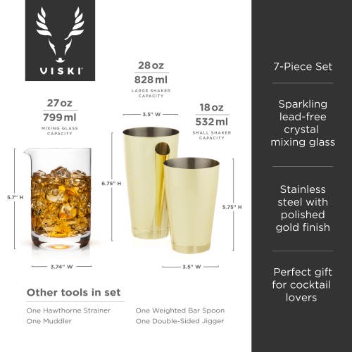 Viski Belmont 7-piece Barware Set In Gold