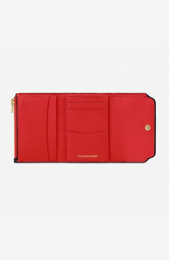 Shop Maison De Sabre Leather Trifold Wallet In Rouge Noir