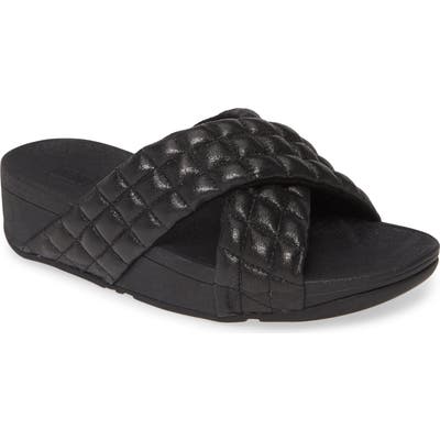 Fitflop Lulu Padded Shimmy Suede Slide Sandal, Black