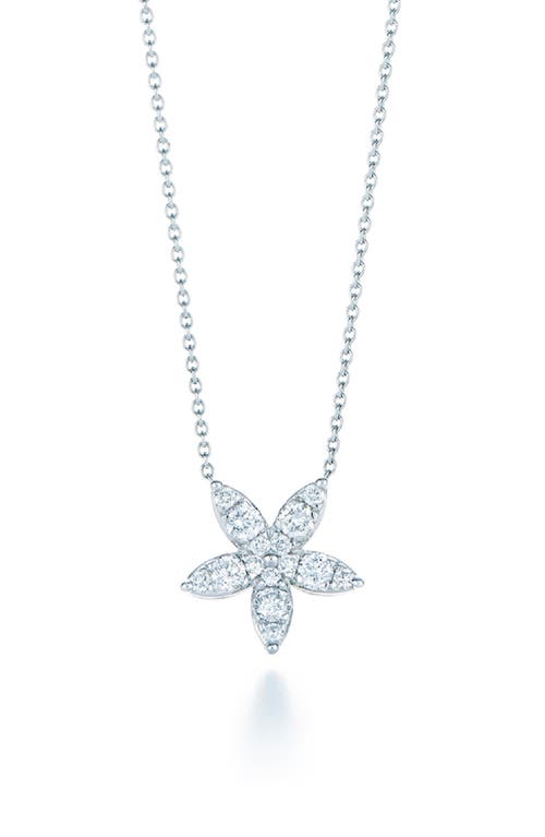 Kwiat Sunburst Flower Diamond Pendant Necklace in White Gold