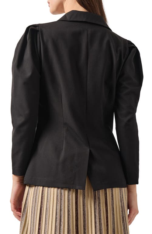 Misook Modern Fit Beaded Applique Button Front Blazer In Black/gold