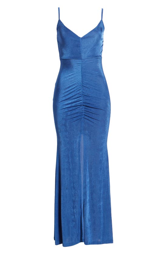 Shop Area Stars Center Ruched Body-con Gown In Blue