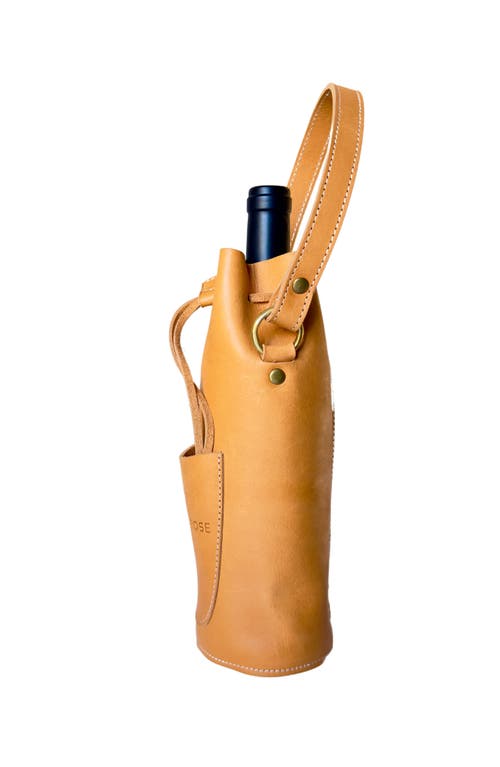 Sarep + Rose Leather Bottle Tote With Pocket In Tan