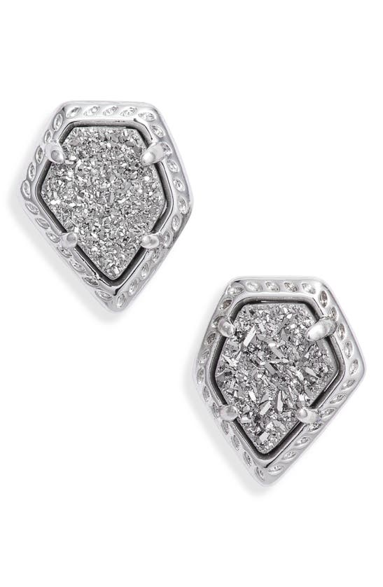 Shop Kendra Scott Tessa Framed Stud Earrings In Silver/ Platinum Drusy