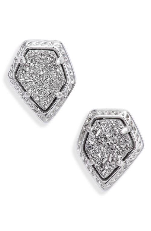 Tessa Framed Stud Earrings in Silver/Platinum Drusy