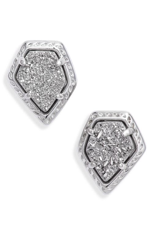 Kendra Scott Tessa Framed Stud Earrings in Silver/Platinum Drusy at Nordstrom