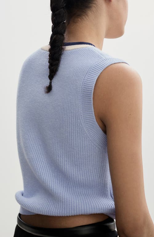 Mango Contrast V-neck Gilet Sky Blue In Sky Blue