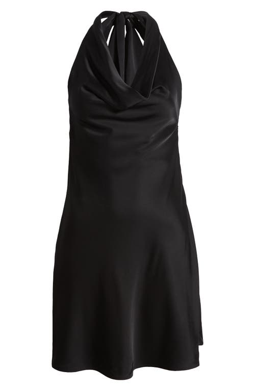 Shop French Connection Ennis Satin Halter Minidress In Black