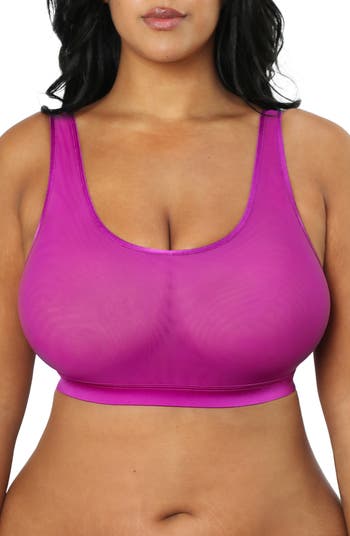Sheer Mesh Full Coverage Unlined Underwire Bra - Cosmo Pink