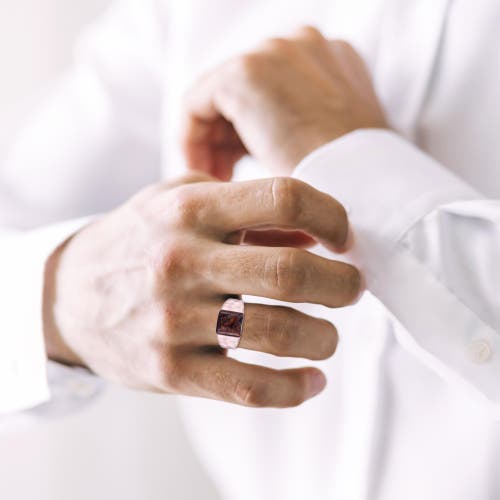 LUVMYJEWELRY LUVMYJEWELRY RED PIETERSITE TEXTURED STERLING SILVER MEN SIGNET RING