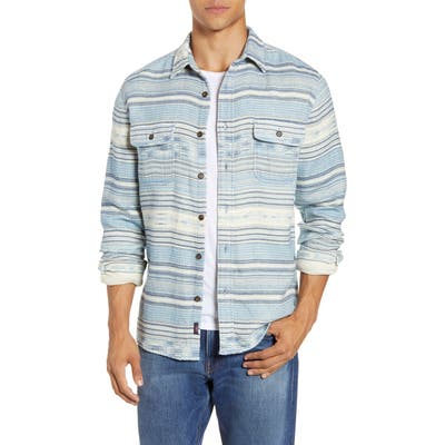 Faherty Canyon Regular Fit Stripe Cotton Shirt Jacket, Blue