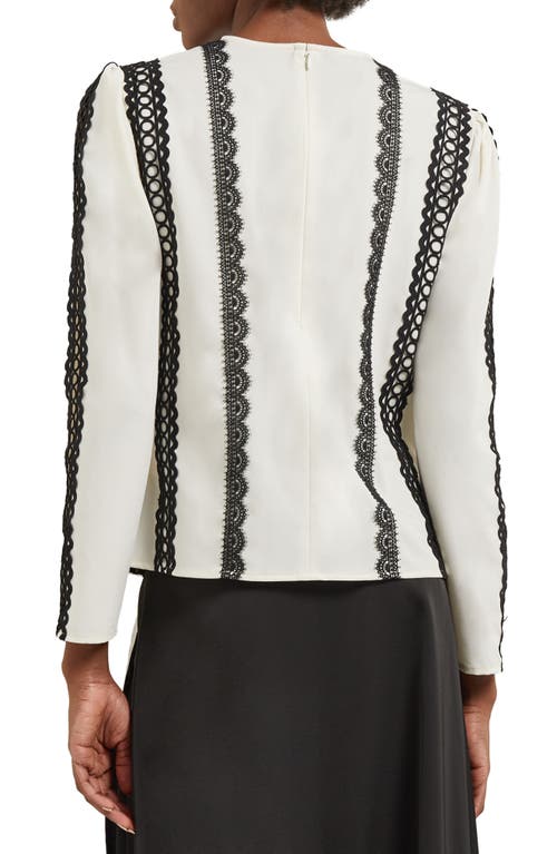 Shop Misook Lace Appliqué Top In New Ivory/black