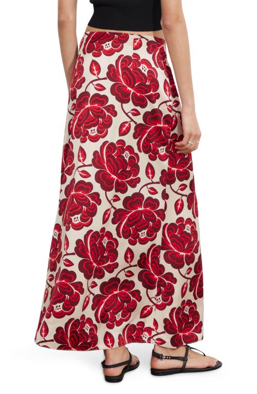 Shop & Other Stories Floral Satin Maxi Skirt In Red Aop