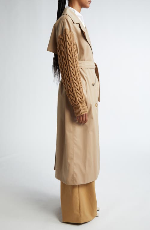 Shop Max Mara Cicladi Mixed Media Wool Blend Coat In Camel