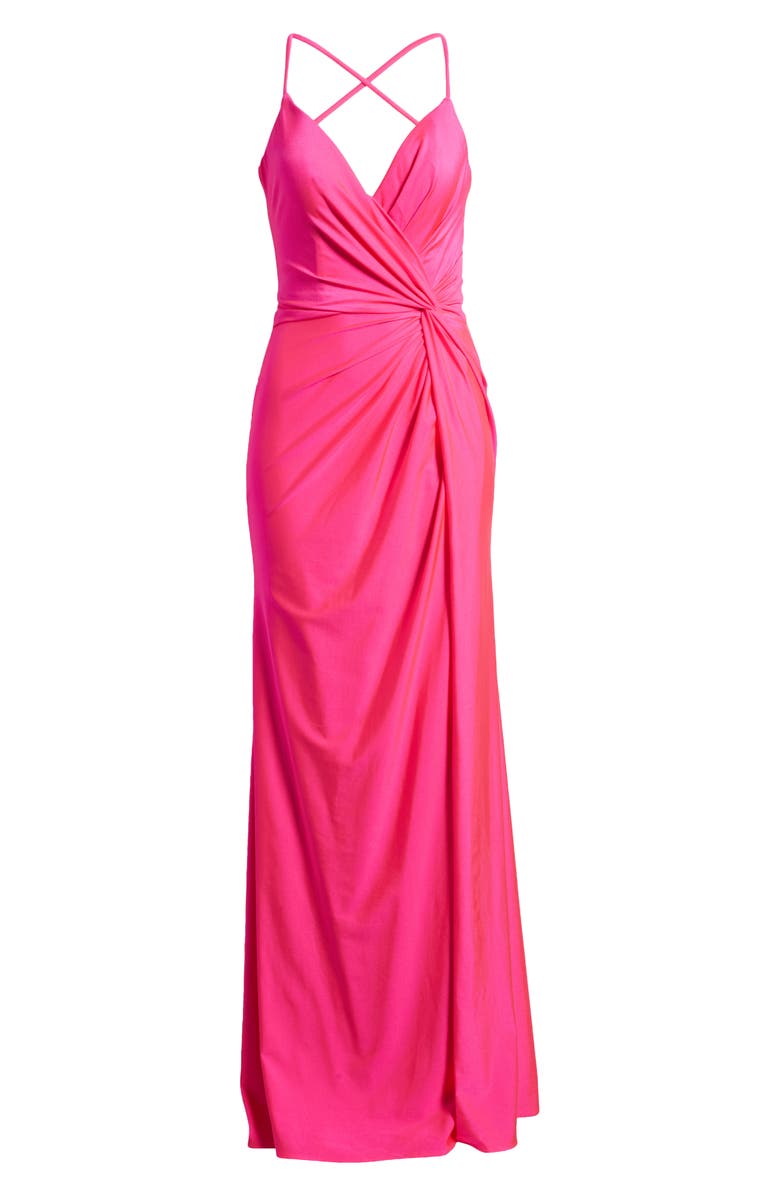 La Femme Strappy Back Jersey Gown, Alternate, color, 