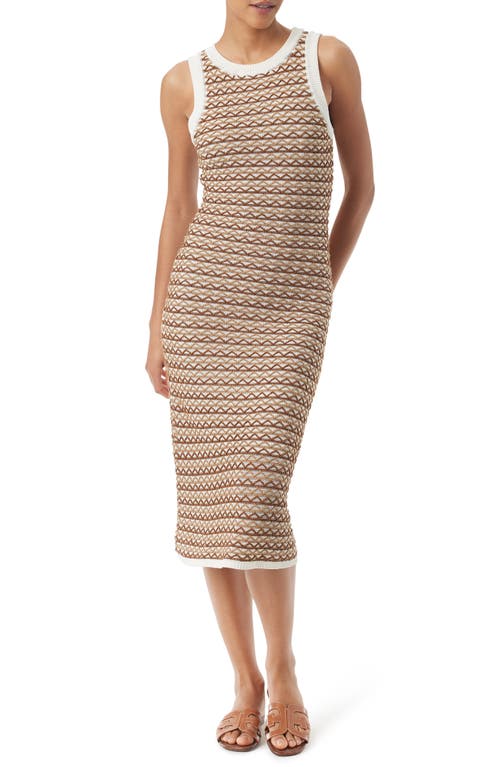 Sam Edelman Prescilla Zig Zag Stripe Sleeveless Midi Sweater Dress In Tigers Eye