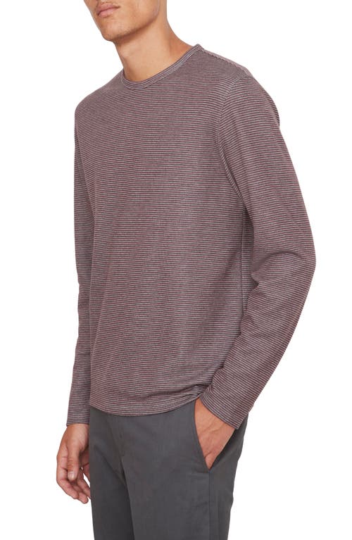 Vince Men's Stripe Long-sleeve Crewneck T-shirt In Med H Grey/beet Root