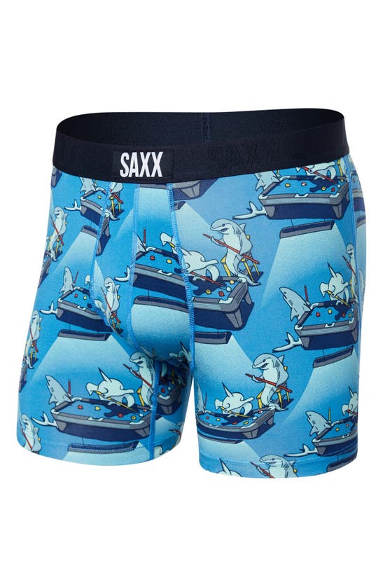 Saxx Ultra Super Soft Relaxed Fit Boxer Briefs In Pool Shark Pool- Blue