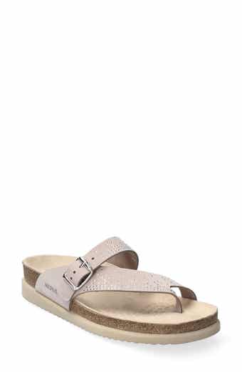  Mephisto Womens Dominica Metallic Leather Light Taupe Sandals  9 US