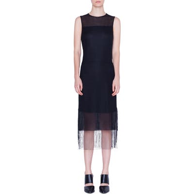 Akris Punto Fringe Hem Sleeveless Dress, Black