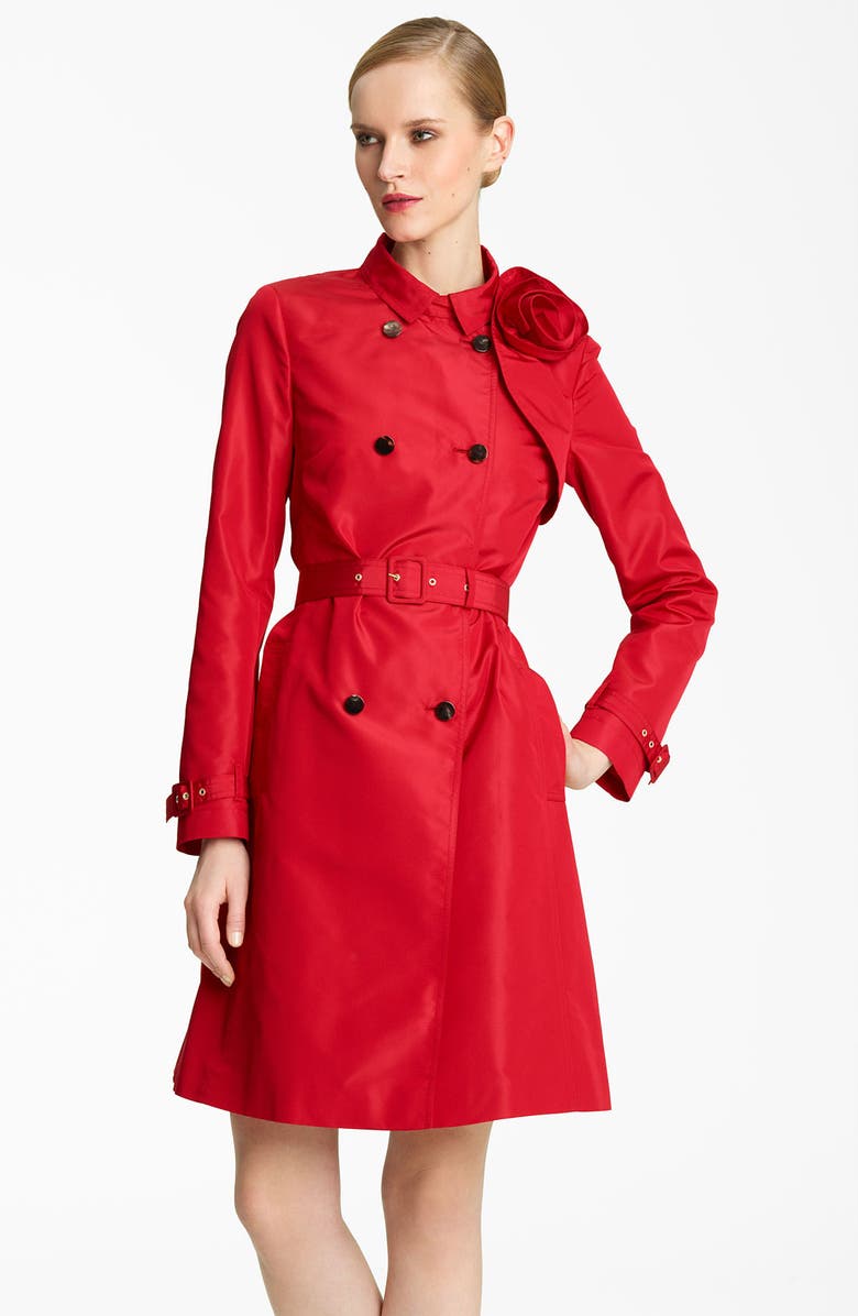 Valentino Rosette Detail Belted Faille Trench | Nordstrom