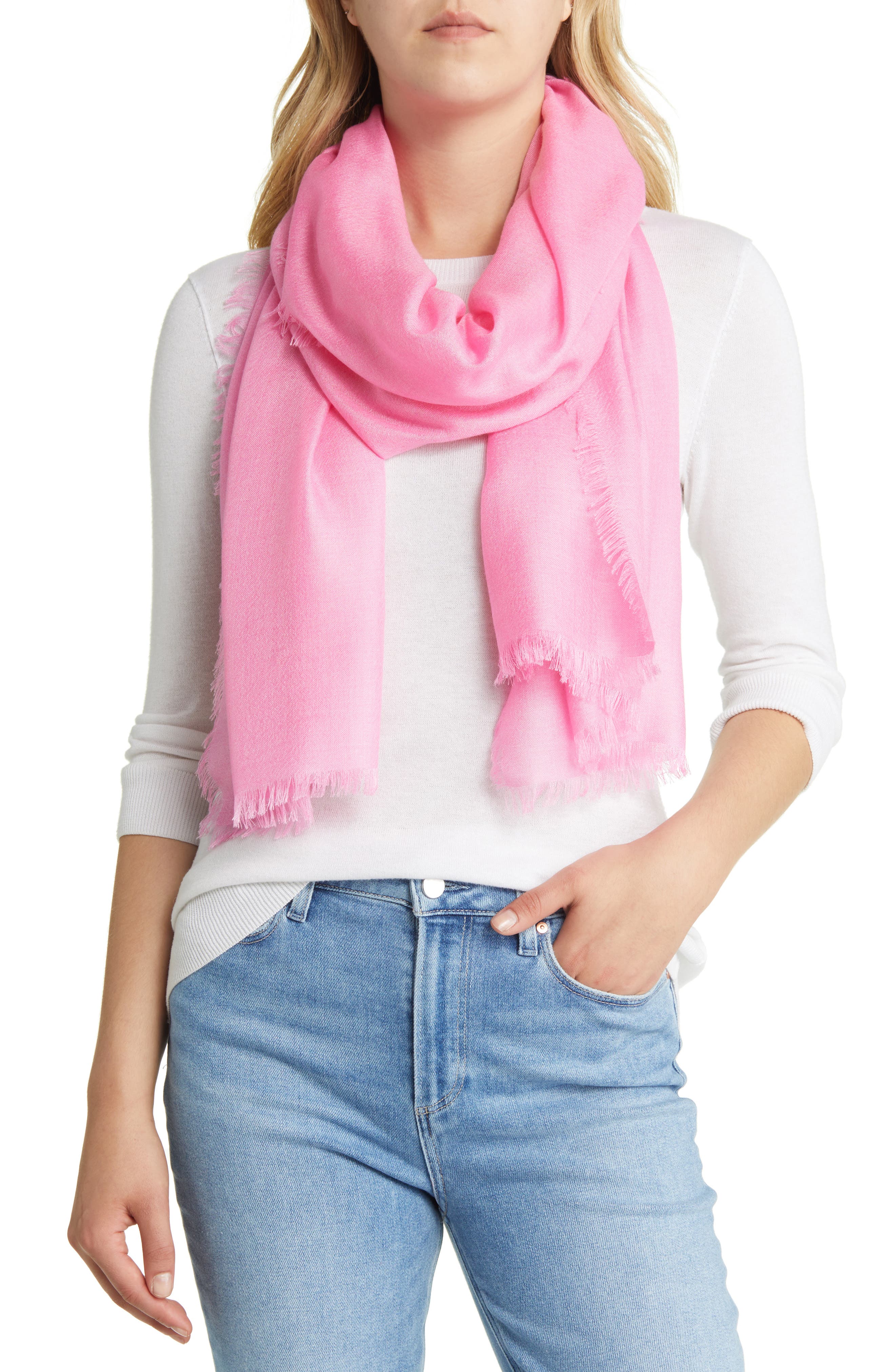 WOMEN FASHION Accessories Shawl Pink Calvin silk shawl discount 67% Pink Single 
