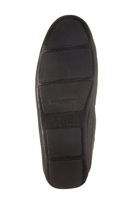 Dolce & Gabbana Leather Loafers With Round Toe And Textured Finish In Nero