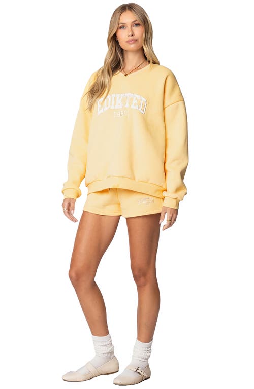 Shop Edikted Logo Crewneck Sweatshirt In Yellow