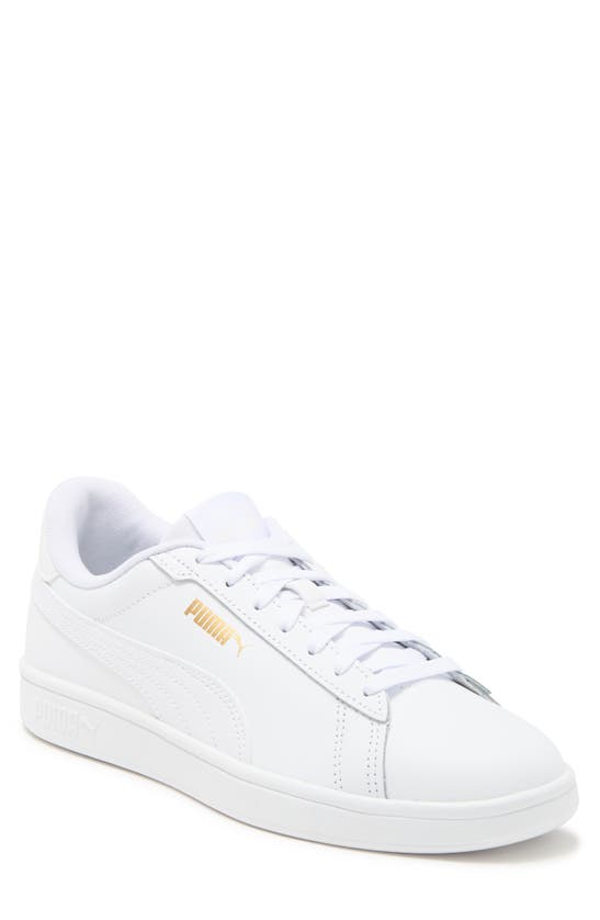 Puma Smash 3.0 Low Top Sneaker In  White- White-gold