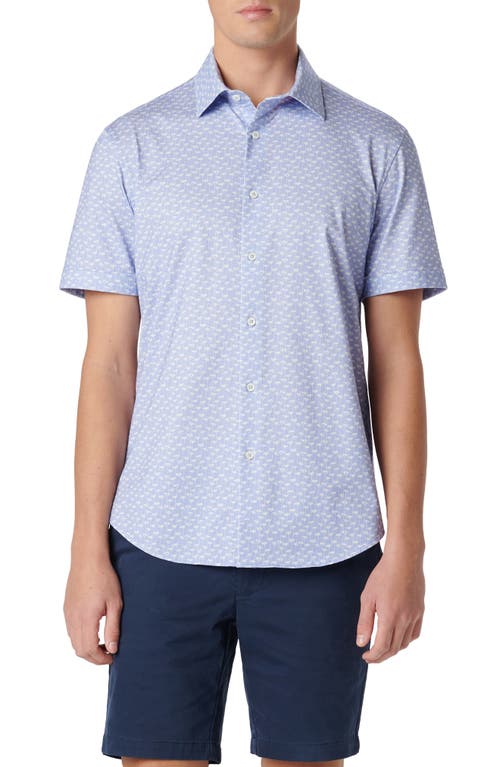 Bugatchi Miles OoohCotton Floral Short Sleeve Button-Up Shirt Lilac at Nordstrom