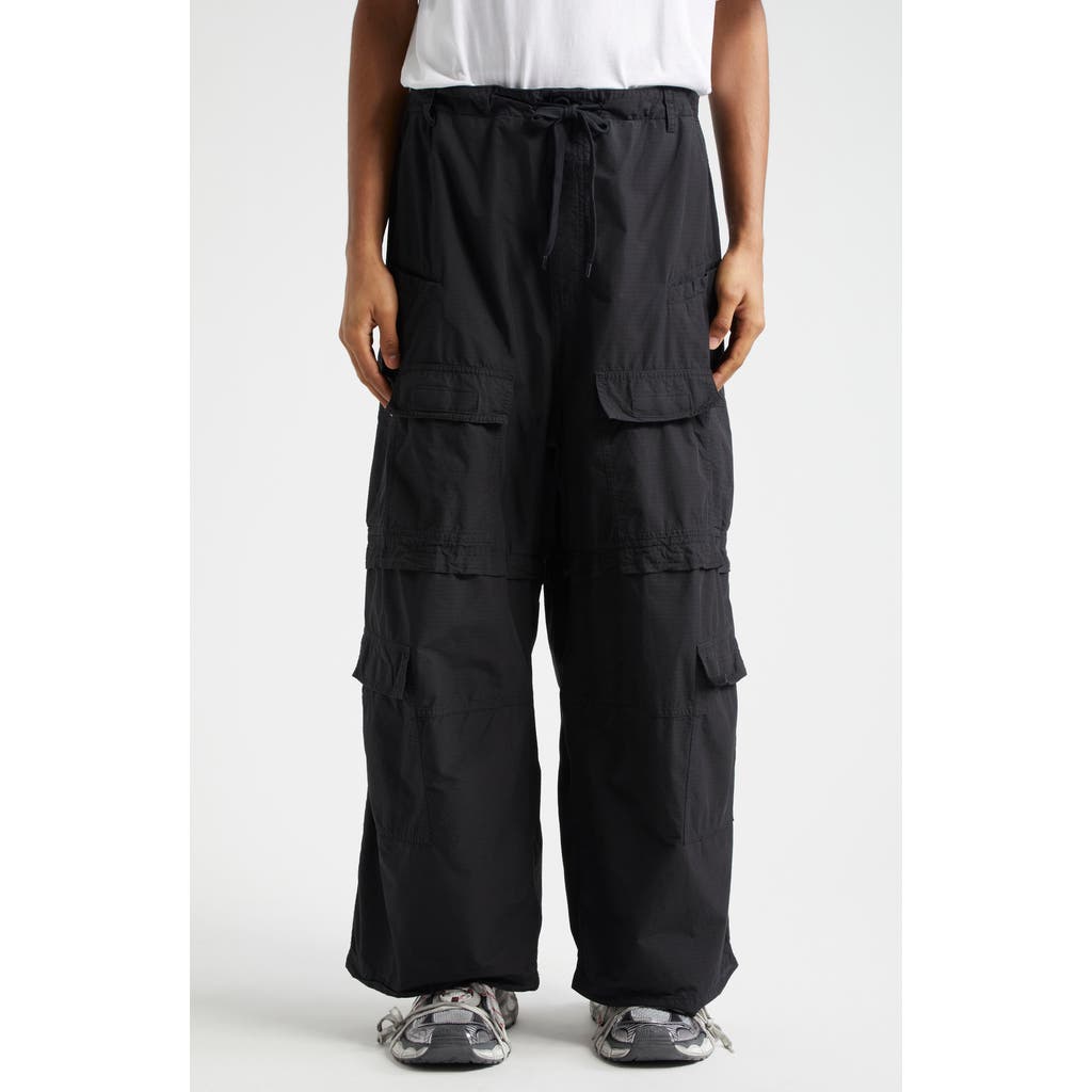 Balenciaga Wide Cotton-blend Cargo Pants In 1000 Black