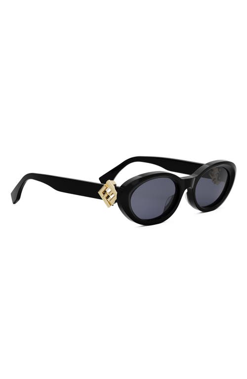 Shop Fendi ' Diamonds 53mm Oval Sunglasses In Shiny Black/smoke