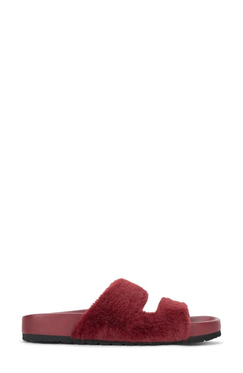 Shop Staud Cyprus Faux Fur Slide Sandal In Pinot