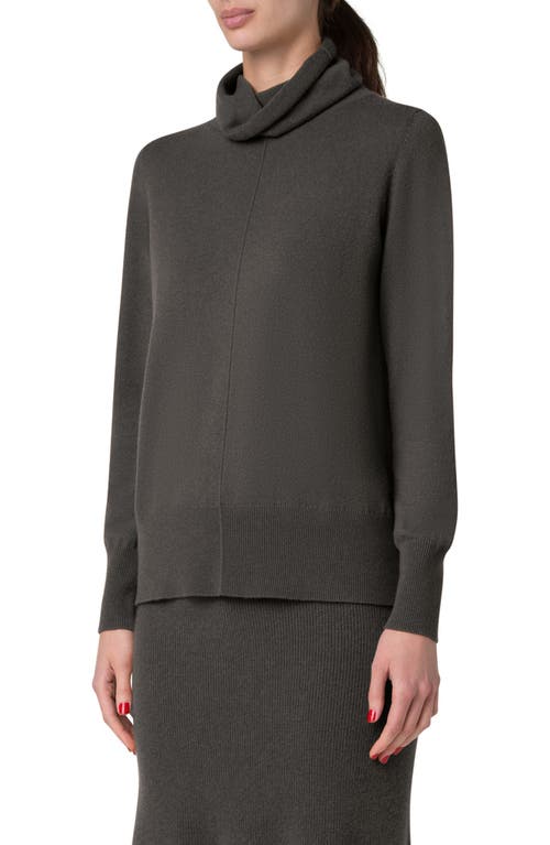 Akris Cowl Turtleneck Cashmere Sweater In 059 Kale Green