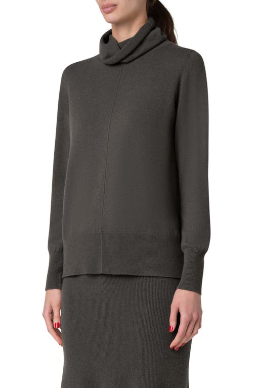 Shop Akris Cowl Turtleneck Cashmere Sweater In 059 Kale Green