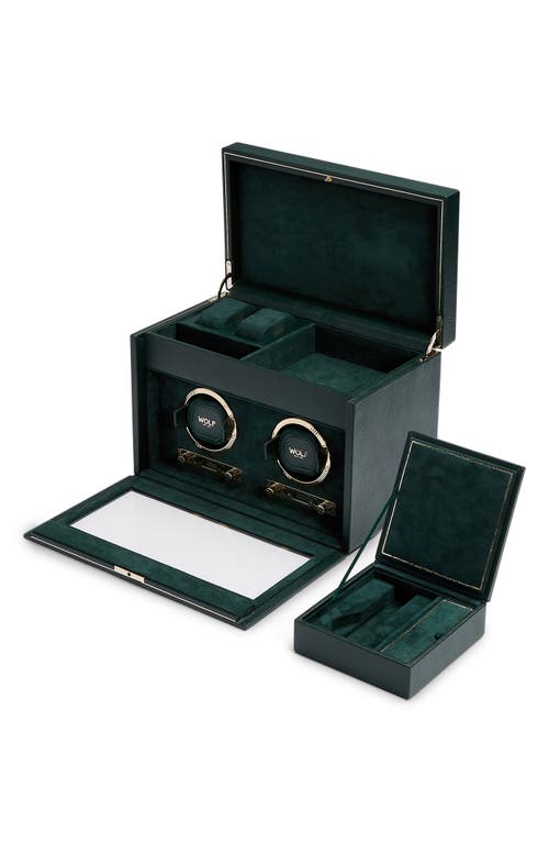 Wolf British Racing Green Double Watch Winder & Case In Green