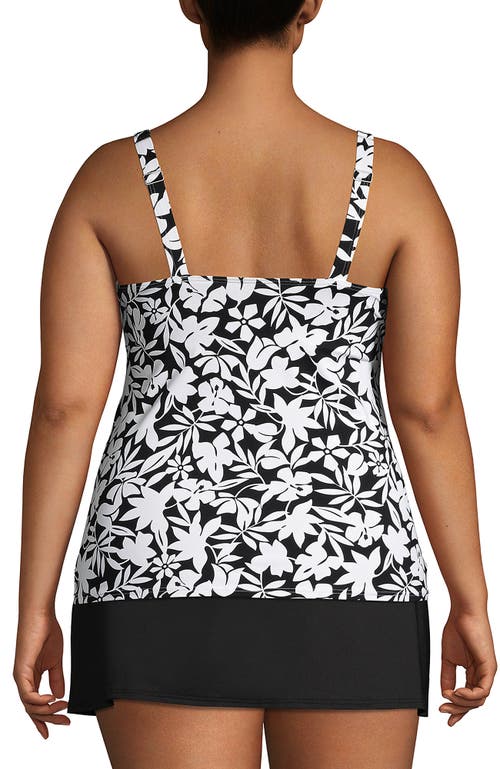 Shop Lands' End Plus Size Chlorine Resistant Square Neck Underwire Tankini Swimsuit Top In Black Havana Floral