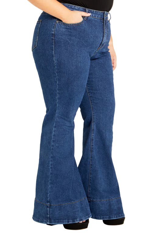 Shop City Chic Harley Veronica High Waist Flare Leg Jeans In Mid Wash