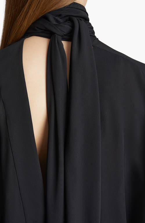 Shop Khaite Bex Ruched Tie Turtleneck Silk Top In Black