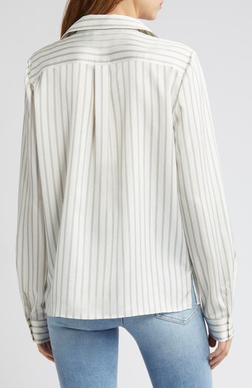 Frame Patch Pocket Slim Fit Recycled Polyester Button-up Shirt In Cypress/white