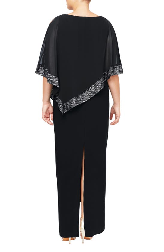 Slny Asymmetrical Cape Dress In Black
