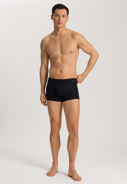 Hanro Cotton Essentials Covered Waistband Boxer Brief 2pk In Laurel/black