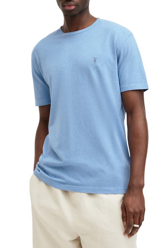 Shop Allsaints Ossage Cotton Crewneck T-shirt In Peace Blue